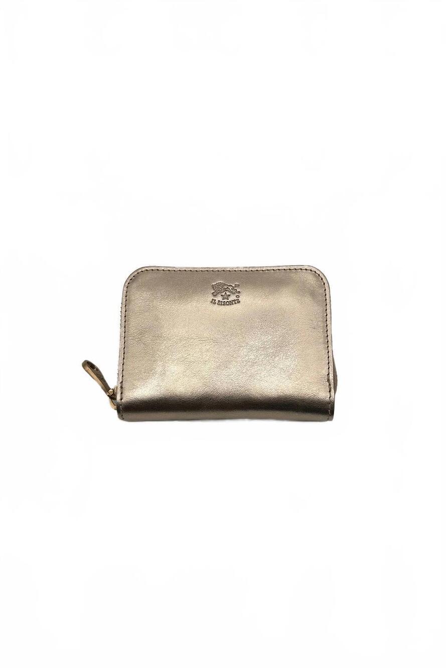 NEW IL BISONTE women's cestello small zip around wallet in platinum